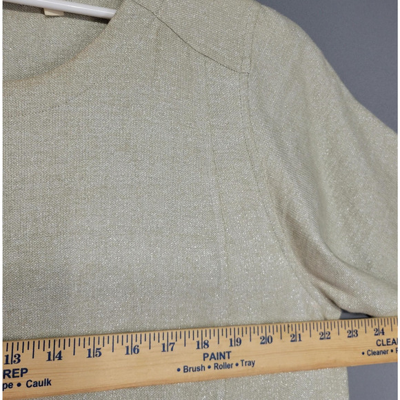 Eileen Fisher Dress Womens Large Beige Metallic Organic Linen Shift Lagenlook - Picture 8 of 14